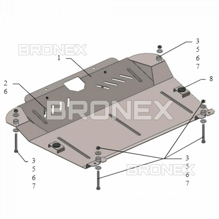 Bronex 101.0386.00 Захист двигуна Bronex стандартна 101.0386.00 для Toyota Highlander / Highlander II рестайлинг (КПП) 101038600: Купити в Україні - Добра ціна на EXIST.UA!