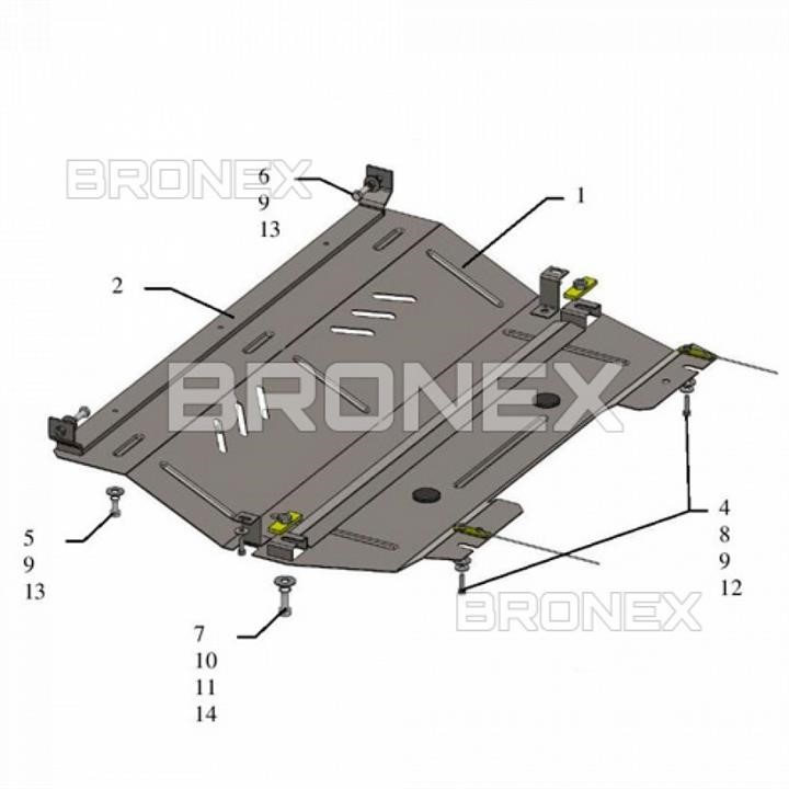 101068000 Bronex Защита двигателя Bronex стандартная 101.0680.00 для Peugeot 2008 I (КПП)