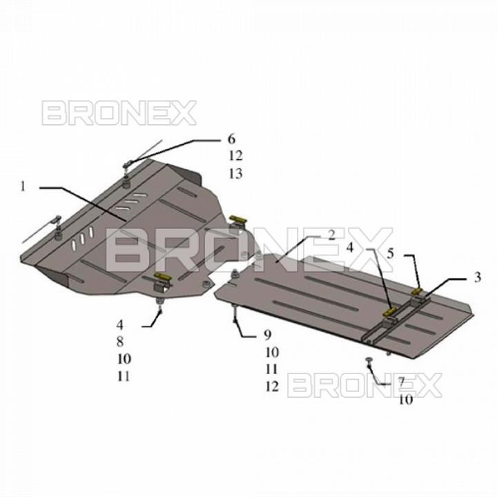 Bronex 101.0521.00 Захист двигуна Bronex стандартна 101.0521.00 для Infiniti FX30D / FX37 (радіатор, КПП) 101052100: Купити в Україні - Добра ціна на EXIST.UA!