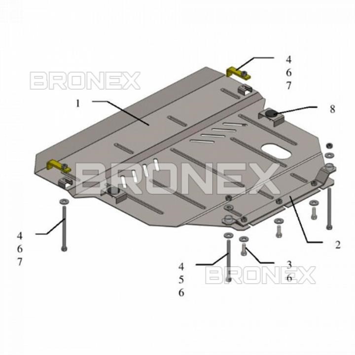 Bronex 101.0393.00 Захист двигуна Bronex стандартна 101.0393.00 для BYD F6 (радіатор, КПП) 101039300: Купити в Україні - Добра ціна на EXIST.UA!