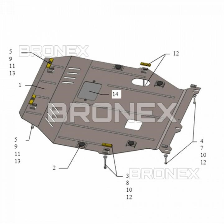 Bronex 101.0438.00 Захист двигуна Bronex стандартна 101.0438.00 для Mitsubishi Outlander (радіатор, КПП) 101043800: Купити в Україні - Добра ціна на EXIST.UA!
