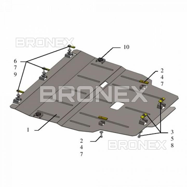 Захист двигуна Bronex стандартна 101.0533.00 для Mercedes-Benz W 246 (радіатор, КПП) Bronex 101.0533.00