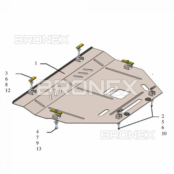 Bronex 101.0689.00 Захист двигуна Bronex стандартна 101.0689.00 для Ford Edge (радіатор, КПП) 101068900: Купити в Україні - Добра ціна на EXIST.UA!