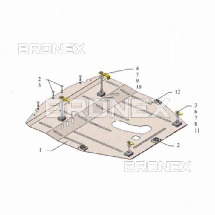 101092100 Bronex Защита двигателя Bronex стандартная 101.0921.00 для Nissan Rogue T32 (радиатор, КПП)