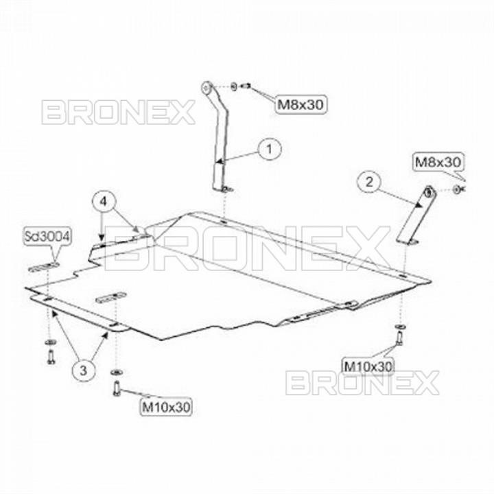 Захист двигуна Bronex стандартна 101.9545.00 для Mazda 3 I (радіатор, КПП) Bronex 101.9545.00
