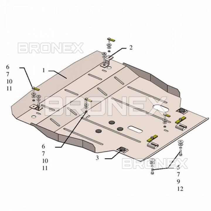 Bronex 101.0719.00 Захист двигуна Bronex стандартна 101.0719.00 для Mazda 626 GE (радіатор, КПП) 101071900: Купити в Україні - Добра ціна на EXIST.UA!