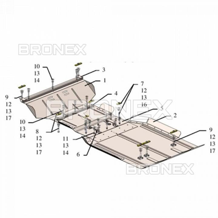 101072400 Bronex Захист двигуна Bronex стандартна 101.0724.00 для Ford F-150 (радіатор, КПП, розподільча коробка)