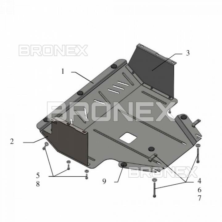 Захист двигуна Bronex преміум 102.0263.00 для Kia Soul (радіатор, КПП) Bronex 102.0263.00