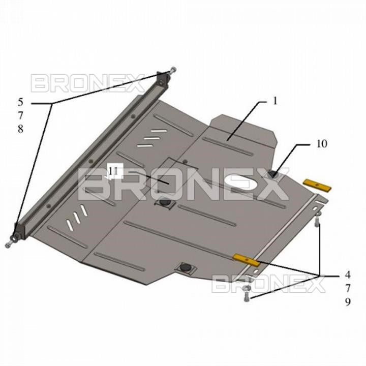 102035500 Bronex Защита двигателя Bronex премиум 102.0355.00 для Geely Emgrand ЕС7 (радиатор, КПП)
