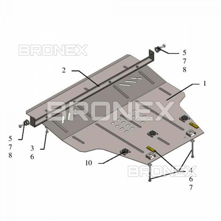 Защита картера двигателя Сузуки: 102033600 Bronex Защита двигателя Bronex премиум 102.0336.00 для Suzuki Swift V (радиатор, КПП)