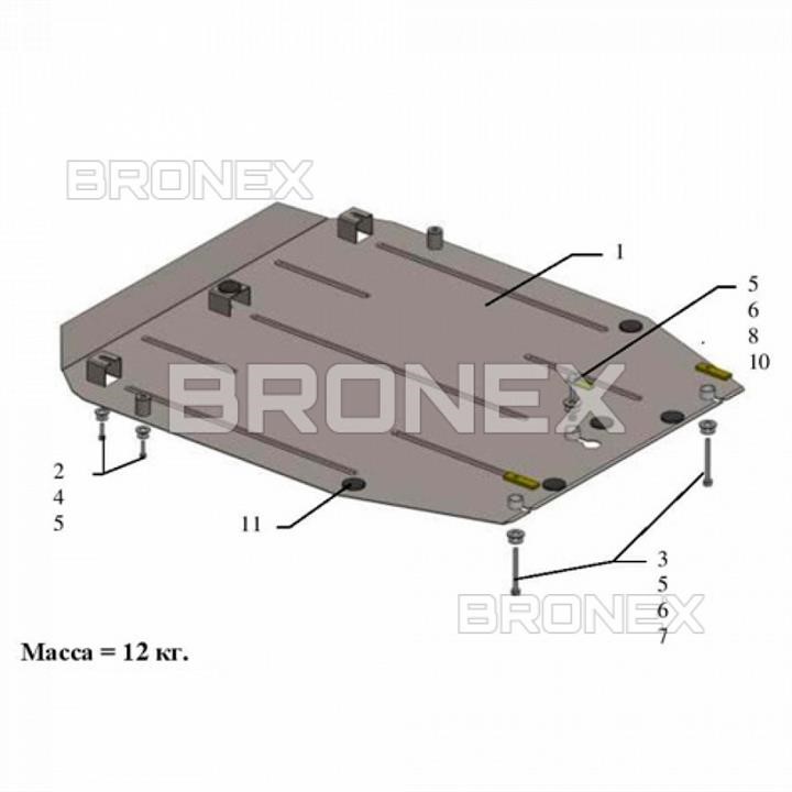 Защита двигателя Bronex премиум 102.0585.00 для Hondа IX 5D хетчбэк (КПП) Bronex 102.0585.00