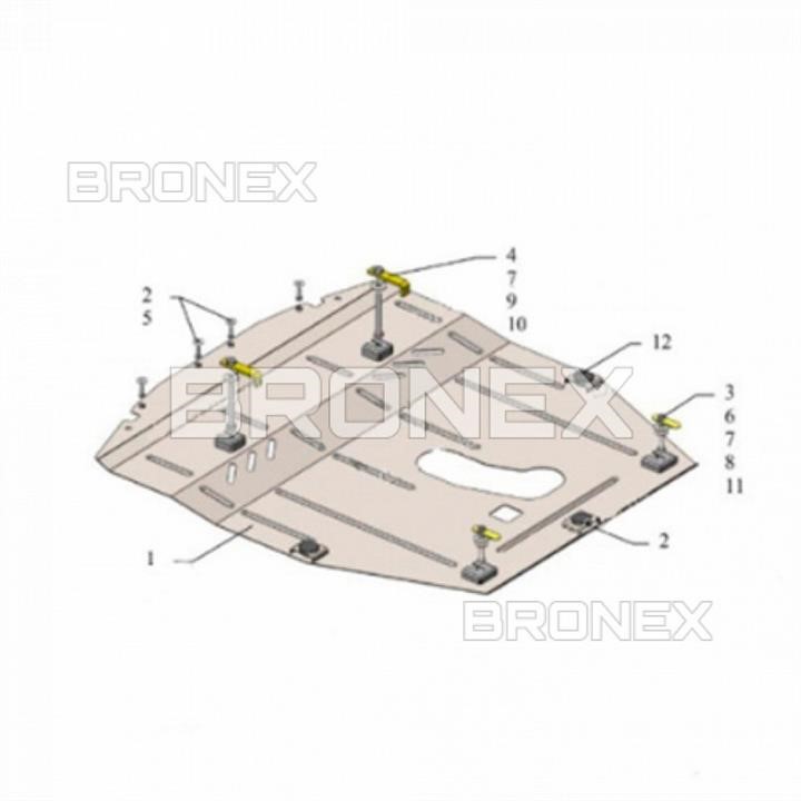102092100 Bronex Защита двигателя Bronex премиум 102.0921.00 для Nissan Rogue T32 (радиатор, КПП)