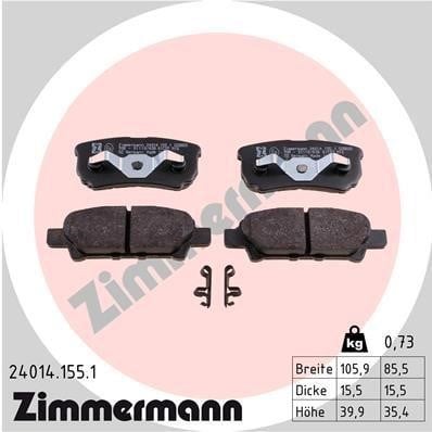 Otto Zimmermann 24014.155.1 Гальмівні колодки задні, комплект 240141551: Купити в Україні - Добра ціна на EXIST.UA!