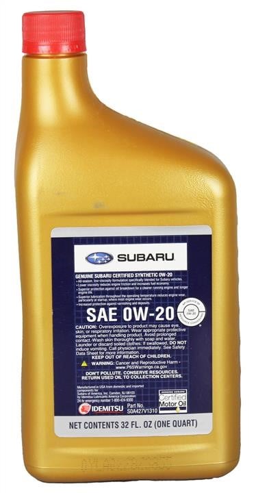 Моторна олива Subaru SYNTHETIC OIL 0W-20, 0,946л Subaru SOA427V1310