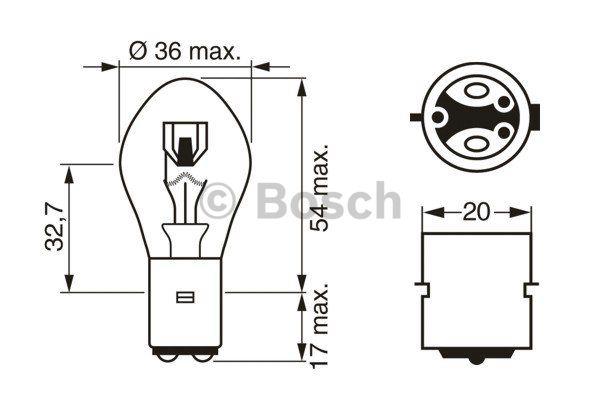Bosch 1 987 302 209 Лампа галогенна 12В S2 35/35Вт 1987302209: Купити в Україні - Добра ціна на EXIST.UA!