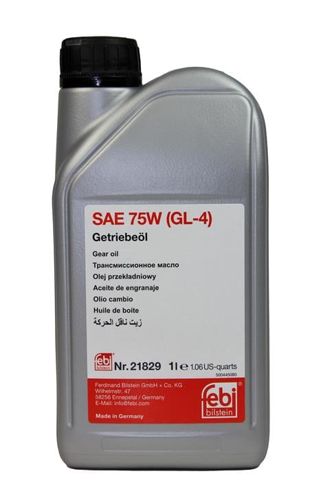 febi 21829 Трансмиссионное масло Febi Gearbox oil 75W GL-4, 1 л 21829: Купить в Украине - Отличная цена на EXIST.UA!