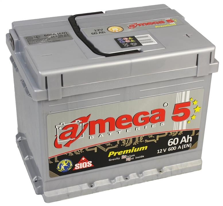 Батарея аккумуляторная A-Mega Premium 12В 60Ач 600А(EN) R+ A-Mega AP600
