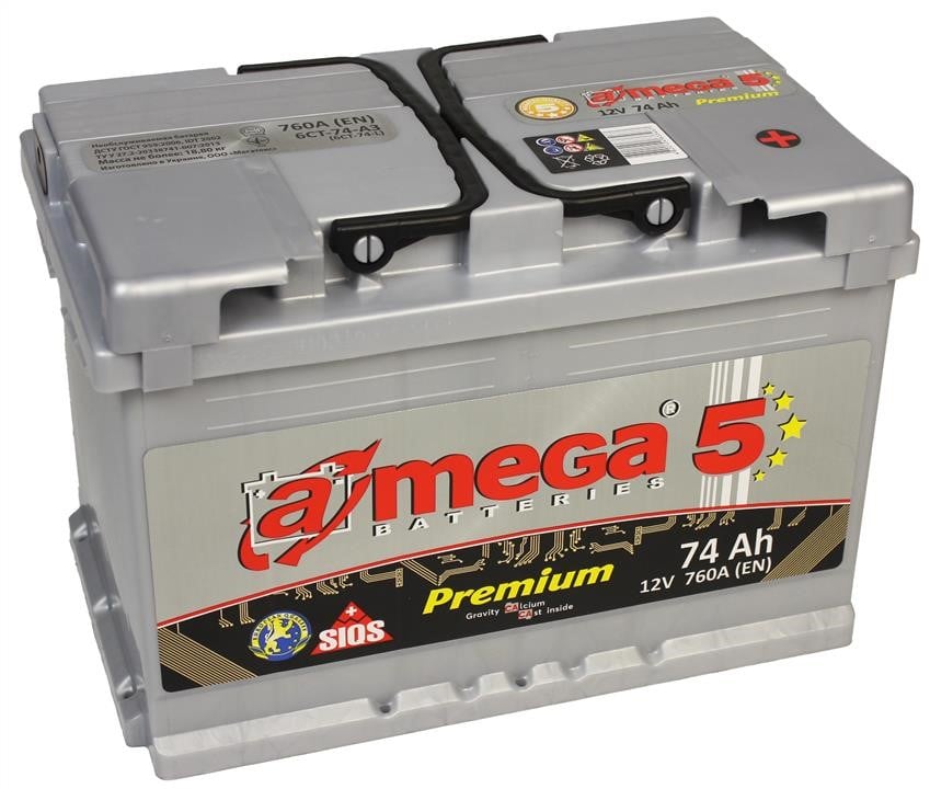 Батарея аккумуляторная A-Mega Premium 12В 74Ач 760(EN) R+ A-Mega AP740