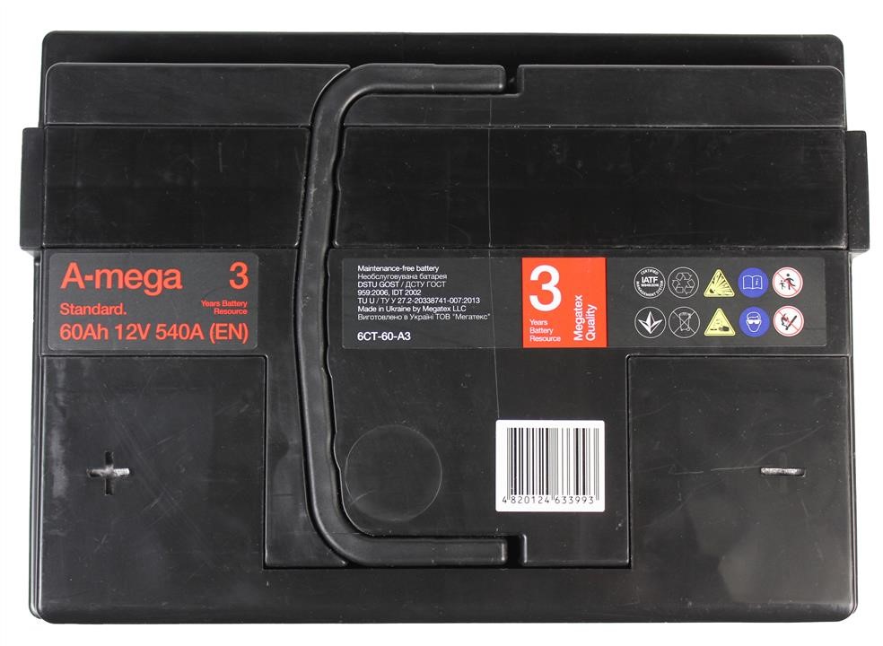 Батарея аккумуляторная A-Mega Standard 12В 60Ач 540A(EN) L+ A-Mega AS601 - фото 2