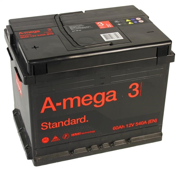 Батарея аккумуляторная A-Mega Standard 12В 60Ач 540A(EN) L+ A-Mega AS601