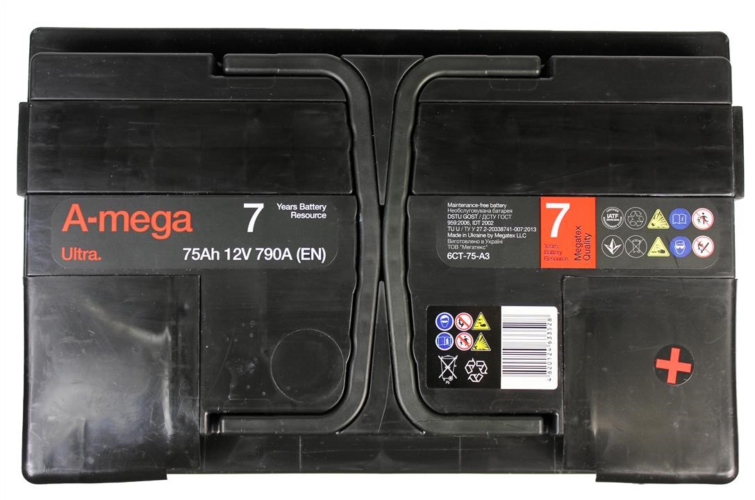 Акумулятор A-Mega Ultra 12В 75Ач 790А(EN) R+ A-Mega AU-75-0