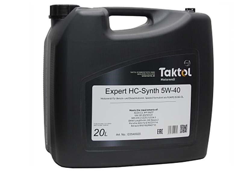 Taktol E0540020 Моторна олива Taktol Expert HC-Synth 5W-40, 20л E0540020: Купити в Україні - Добра ціна на EXIST.UA!