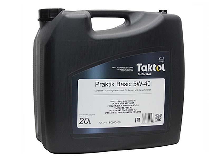 Taktol P0540020 Моторна олива Taktol Praktik Basic 5W-40, 20л P0540020: Приваблива ціна - Купити в Україні на EXIST.UA!