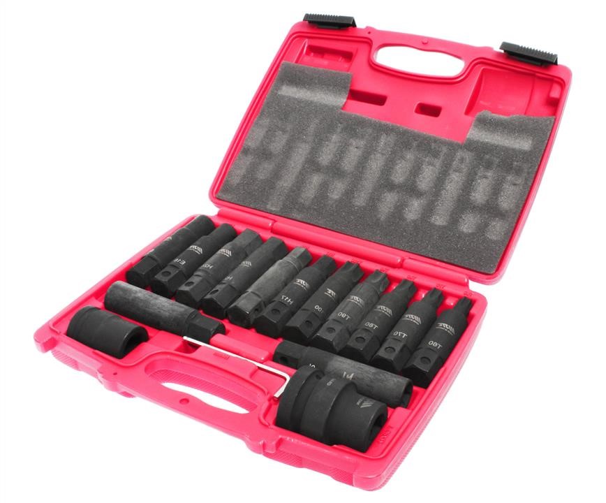 JTCJ616C JTC Набор бит 3/4" SPLINE Е18-24, TORX Т60-100, HEX Н17-24 ударных с держат. 3/4", 1" 107мм 16 пр.