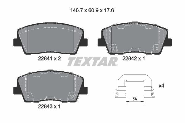 Колодки Генезис: 2284101 Textar Тормозные колодки дисковые, комплект