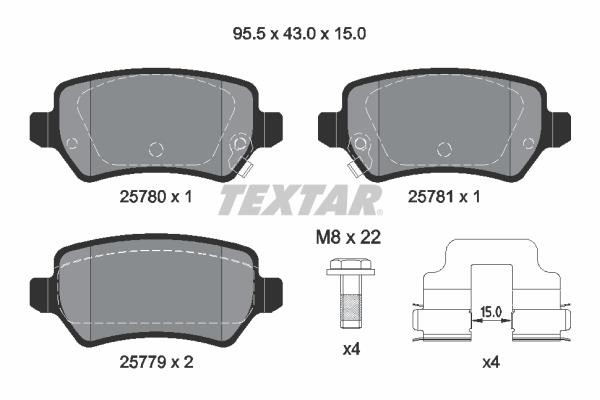 2578001 Textar Тормозные колодки дисковые, комплект