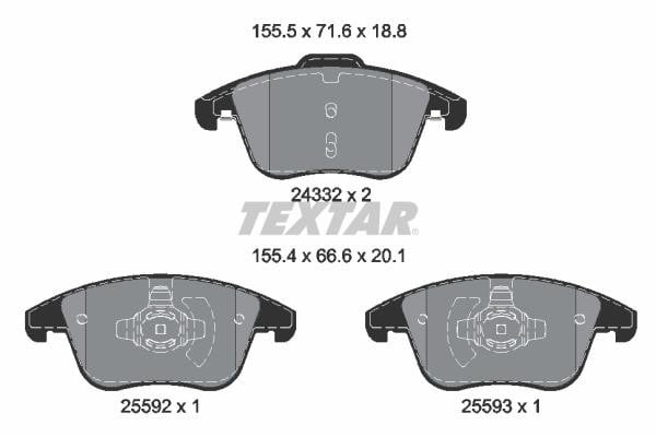 2433205 Textar Гальмівні колодки, комплект