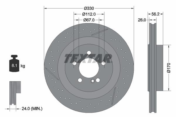 92151605 Textar Тормозной диск задний вентилируемый