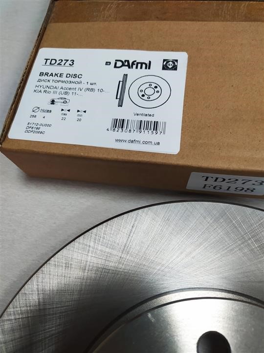 DAfmi TD273 Диски гальмівні TD273: Приваблива ціна - Купити в Україні на EXIST.UA!