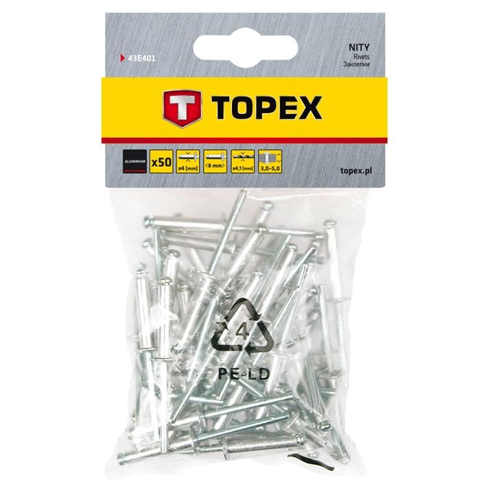 Topex 43E401 Заклепки алюмінієві 4.0 мм x 8 мм, 50 шт 43E401: Купити в Україні - Добра ціна на EXIST.UA!
