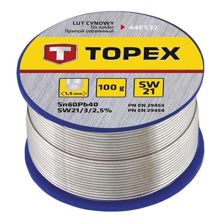 Topex 44E532 Припій олов'яний 60% Sn, дріт 1.5 мм, 100 г 44E532: Купити в Україні - Добра ціна на EXIST.UA!