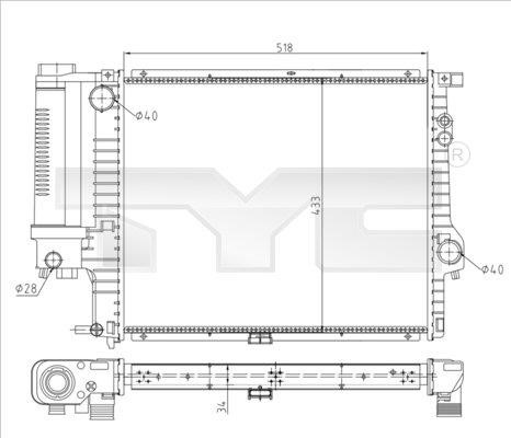 TYC 703-0010-R Радіатор охолодження двигуна 7030010R: Купити в Україні - Добра ціна на EXIST.UA!