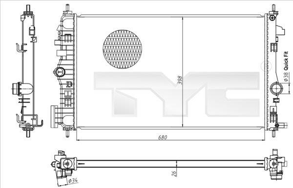 TYC 725-0047 Радіатор охолодження двигуна 7250047: Купити в Україні - Добра ціна на EXIST.UA!