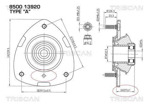 Triscan 8500 13920 Опора амортизатора з підшипником, комплект 850013920: Купити в Україні - Добра ціна на EXIST.UA!