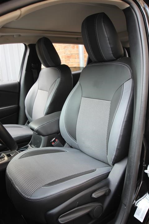 EMC Elegant Комплект чохлів для Volkswagen Caddy 7 місць, чорний з сірим центром і червоною вставкою зі шкіри – ціна