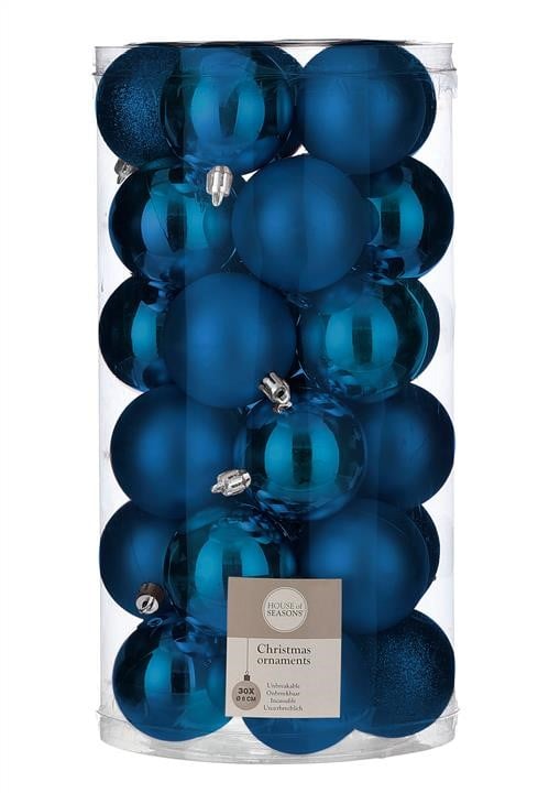 House of Seasons 8718861972047 Ялинкові пластикові кульки (комплект 30 шт), діаметр 6см, сині 8718861972047: Купити в Україні - Добра ціна на EXIST.UA!