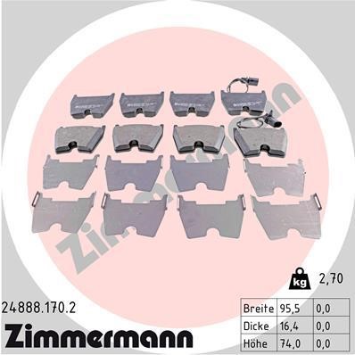Otto Zimmermann 24888.170.2 Гальмівні колодки, комплект 248881702: Купити в Україні - Добра ціна на EXIST.UA!