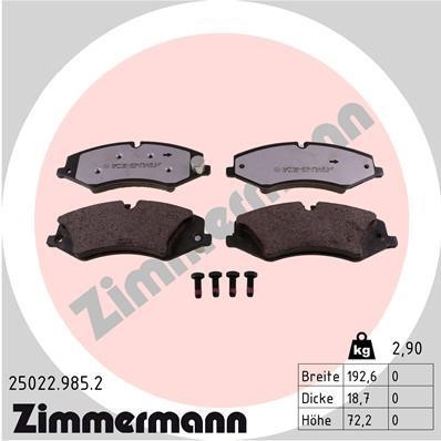 Otto Zimmermann 25022.985.2 Гальмівні колодки, комплект 250229852: Купити в Україні - Добра ціна на EXIST.UA!