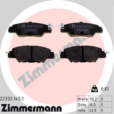 Otto Zimmermann 22332.145.1 Гальмівні колодки, комплект 223321451: Купити в Україні - Добра ціна на EXIST.UA!