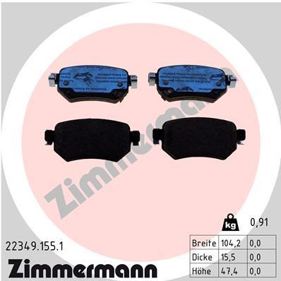 Otto Zimmermann 22349.155.1 Гальмівні колодки, комплект 223491551: Купити в Україні - Добра ціна на EXIST.UA!