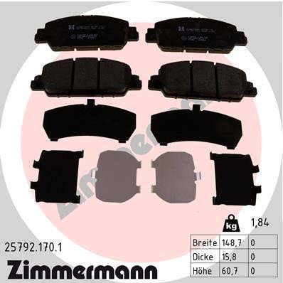 Otto Zimmermann 25792.170.1 Гальмівні колодки, комплект 257921701: Купити в Україні - Добра ціна на EXIST.UA!