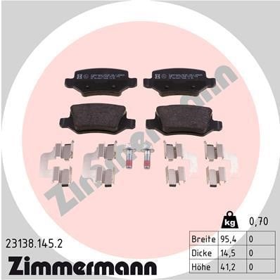 Otto Zimmermann 23138.145.2 Гальмівні колодки, комплект 231381452: Купити в Україні - Добра ціна на EXIST.UA!