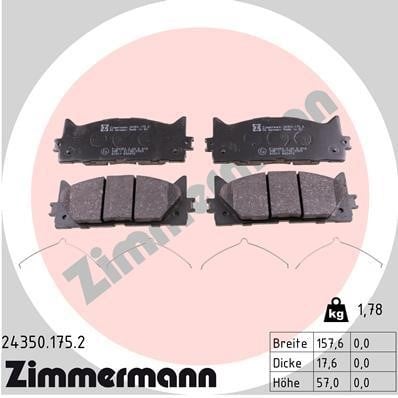 Otto Zimmermann 24350.175.2 Гальмівні колодки, комплект 243501752: Купити в Україні - Добра ціна на EXIST.UA!