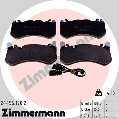 244551702 Otto Zimmermann Тормозные колодки дисковые, комплект