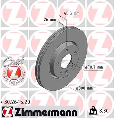 Otto Zimmermann 430.2645.20 Гальмівний диск 430264520: Купити в Україні - Добра ціна на EXIST.UA!
