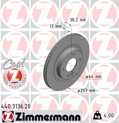 Otto Zimmermann 440.3136.20 Гальмівний диск 440313620: Купити в Україні - Добра ціна на EXIST.UA!